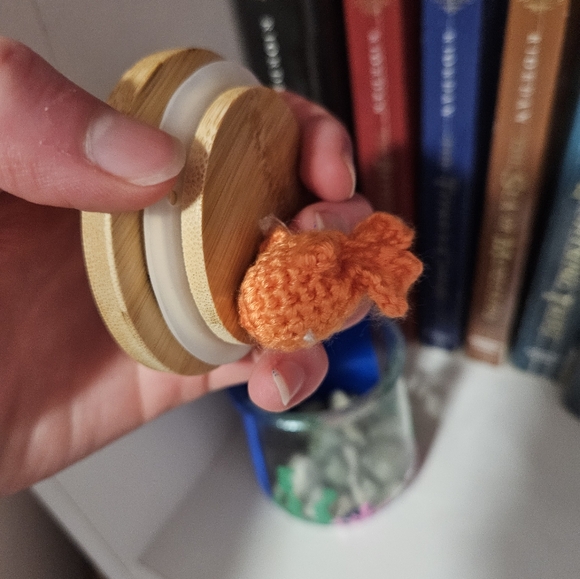 Crochet Golfish in Upcycled Jar - Picture 3 of 7